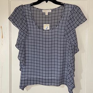 NWT Michael Kors Black and White Plaid Top